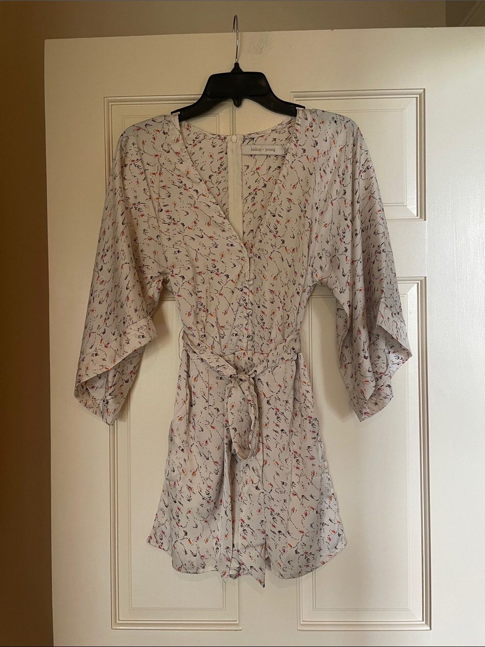 bishop + young Cream Floral Romper with Tie Waist
